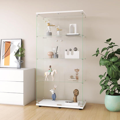 Glasvitrine Standvitrine 4 Etagen, 2 Türen Weiß