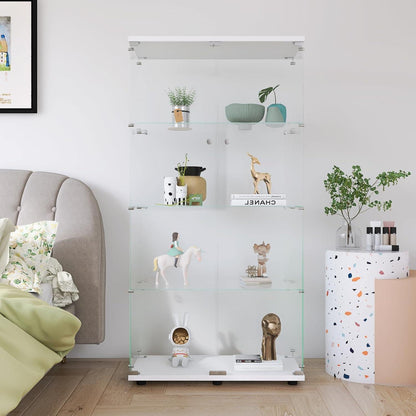Glasvitrine Standvitrine 4 Etagen, 2 Türen Weiß