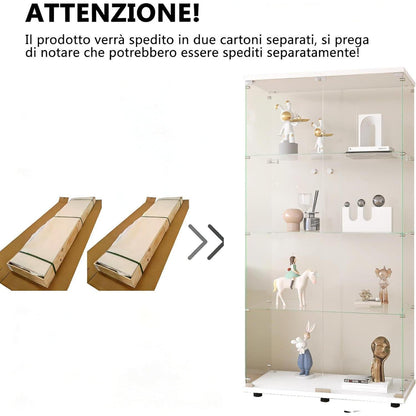 Glasvitrine Standvitrine 4 Etagen, 2 Türen Weiß