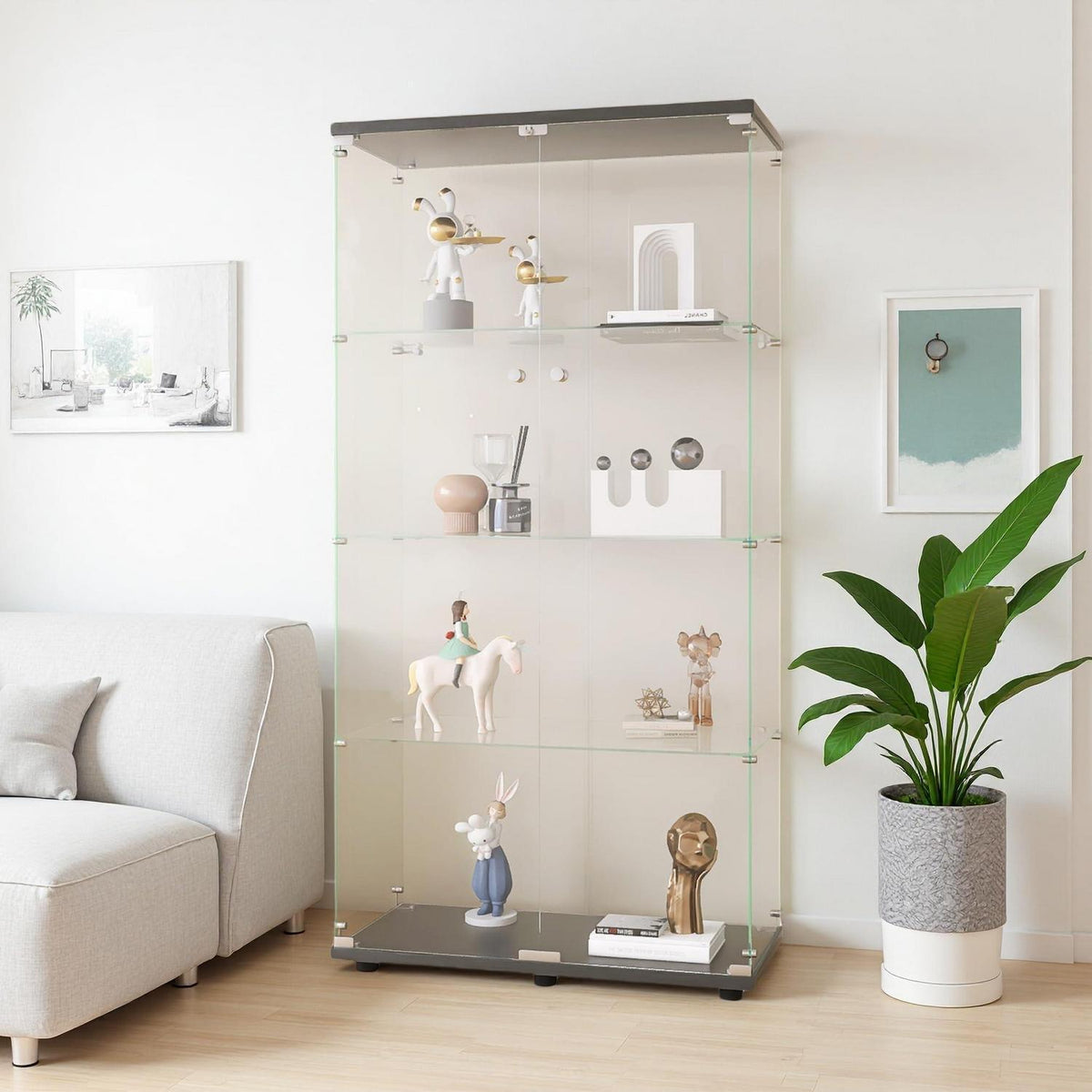Glasvitrine Standvitrine 4 Etagen Schwarz