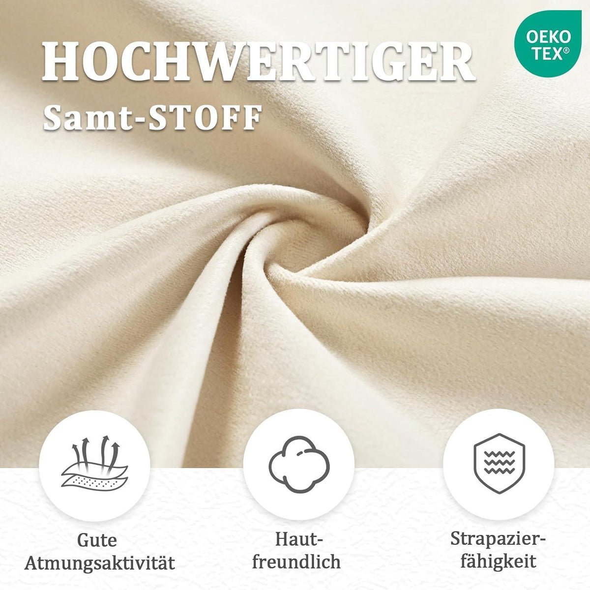 Drehstuhl Esszimmer 6er Set, Samt, Cremeweiß