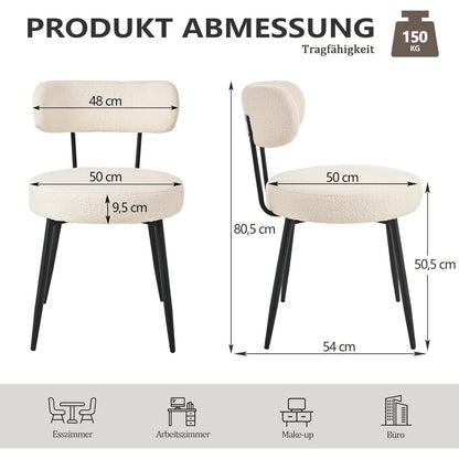 Esszimmerstühle 4er Set Bouclé Teddy Stoff Beige