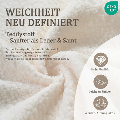 Esszimmerstühle 4er Set Bouclé Teddy Stoff Beige