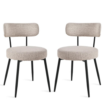 Esszimmerstühle 2er Set Bouclé Braun – Gepolsterte Küchenstühle