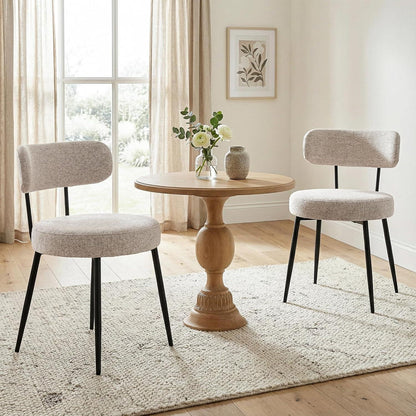 Esszimmerstühle 2er Set Bouclé Braun – Gepolsterte Küchenstühle