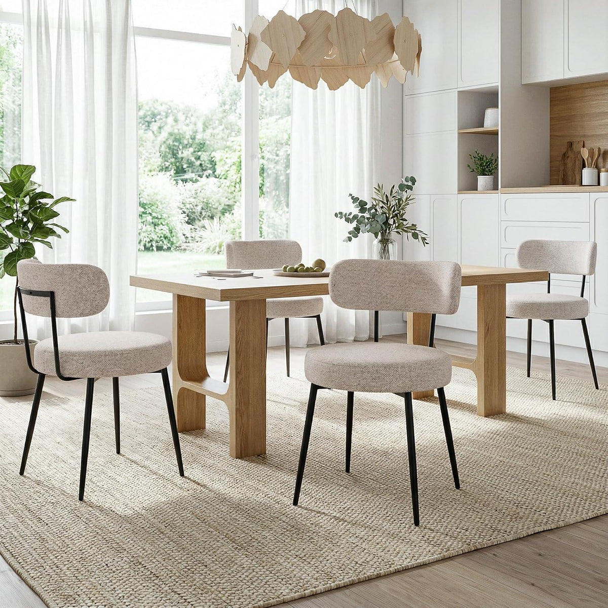 Esszimmerstühle 2er Set Bouclé Braun – Gepolsterte Küchenstühle