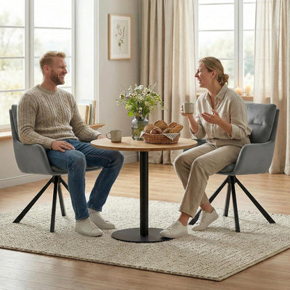 Drehbarer Esszimmerstuhl Set 2x – Hellgrau Samt, 360° Komfort