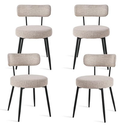Esszimmerstühle 4er Set Bouclé Braun – Gepolsterte Küchenstühle