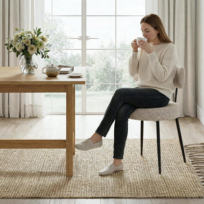 Esszimmerstühle 4er Set Bouclé Braun – Gepolsterte Küchenstühle