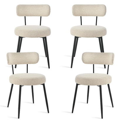 Esszimmerstühle 4er Set Bouclé Beige – Gepolsterte Küchenstühle