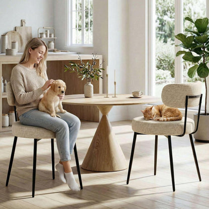 Esszimmerstühle 4er Set Bouclé Beige – Gepolsterte Küchenstühle