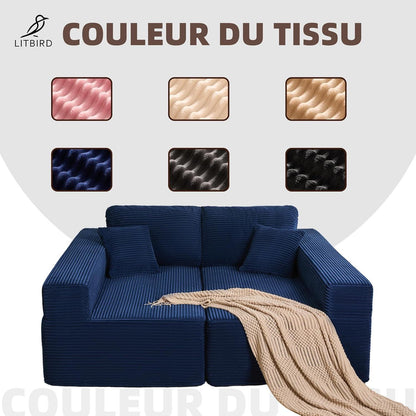 Modulares L-Ecksofa mit Schlaffunktion – Navyblau, Montagefrei