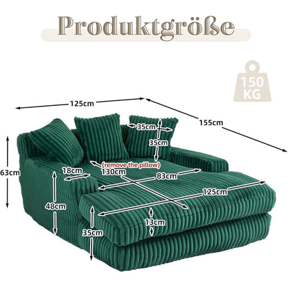 Cloud Sofa: Komfortables Cord Schlafsofa Smaragdgrün