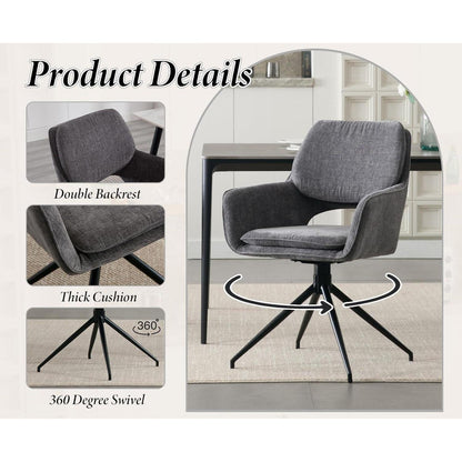 Drehbare Esszimmerstühle Set Grau – Chenille Polsterstühle
