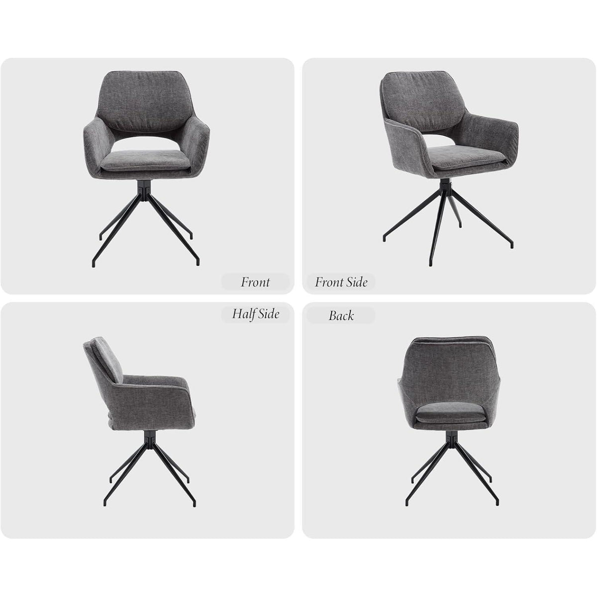 Drehbare Esszimmerstühle Set Grau – Chenille Polsterstühle