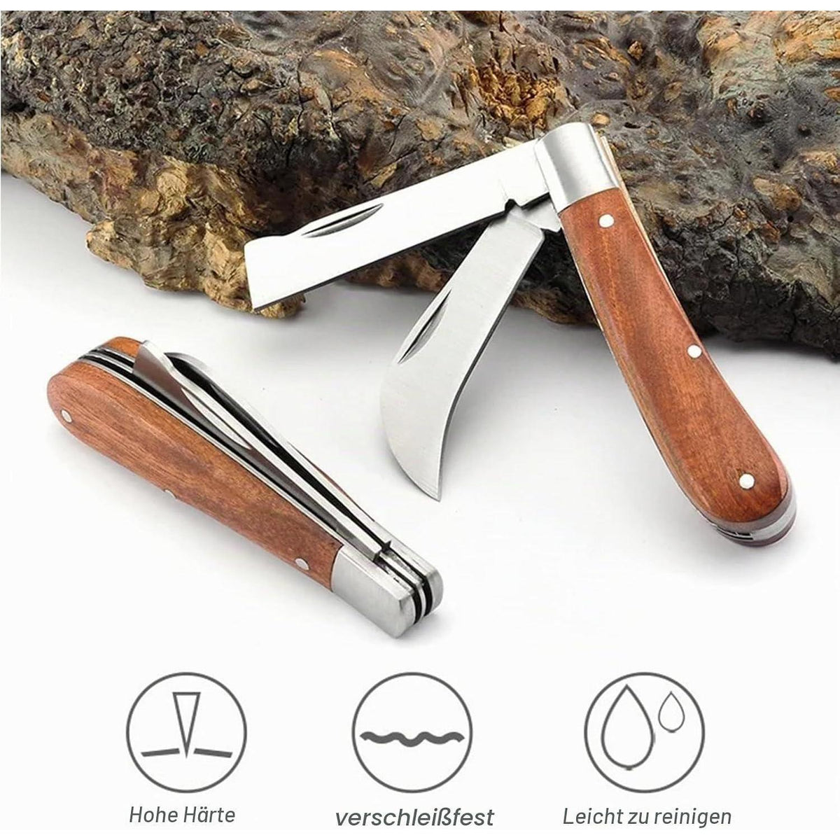 Gartenmesser 2-fach mit Okuliermesser für Veredelung & Beschneiden