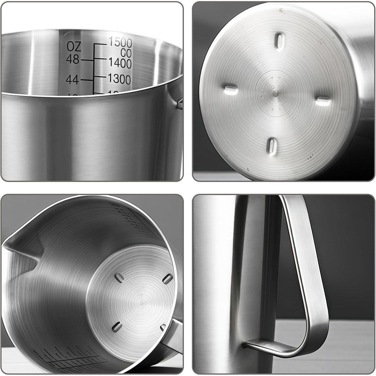 1500ml Edelstahl Messbecher mit Griff & Tropfschutz