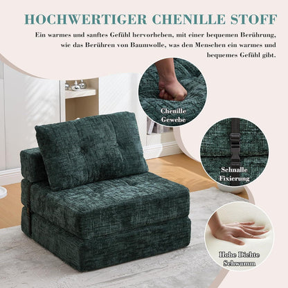 Klappbares Schlafsofa Smaragd – Komfortables Boneless Sofa ohne Montage