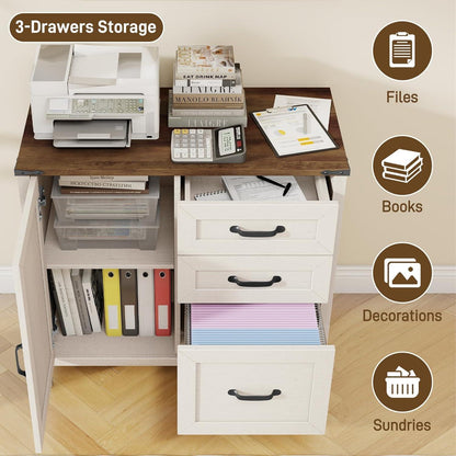 Aktenschrank 80cm Bauernhausstil Weiß – A4 Hängeregister