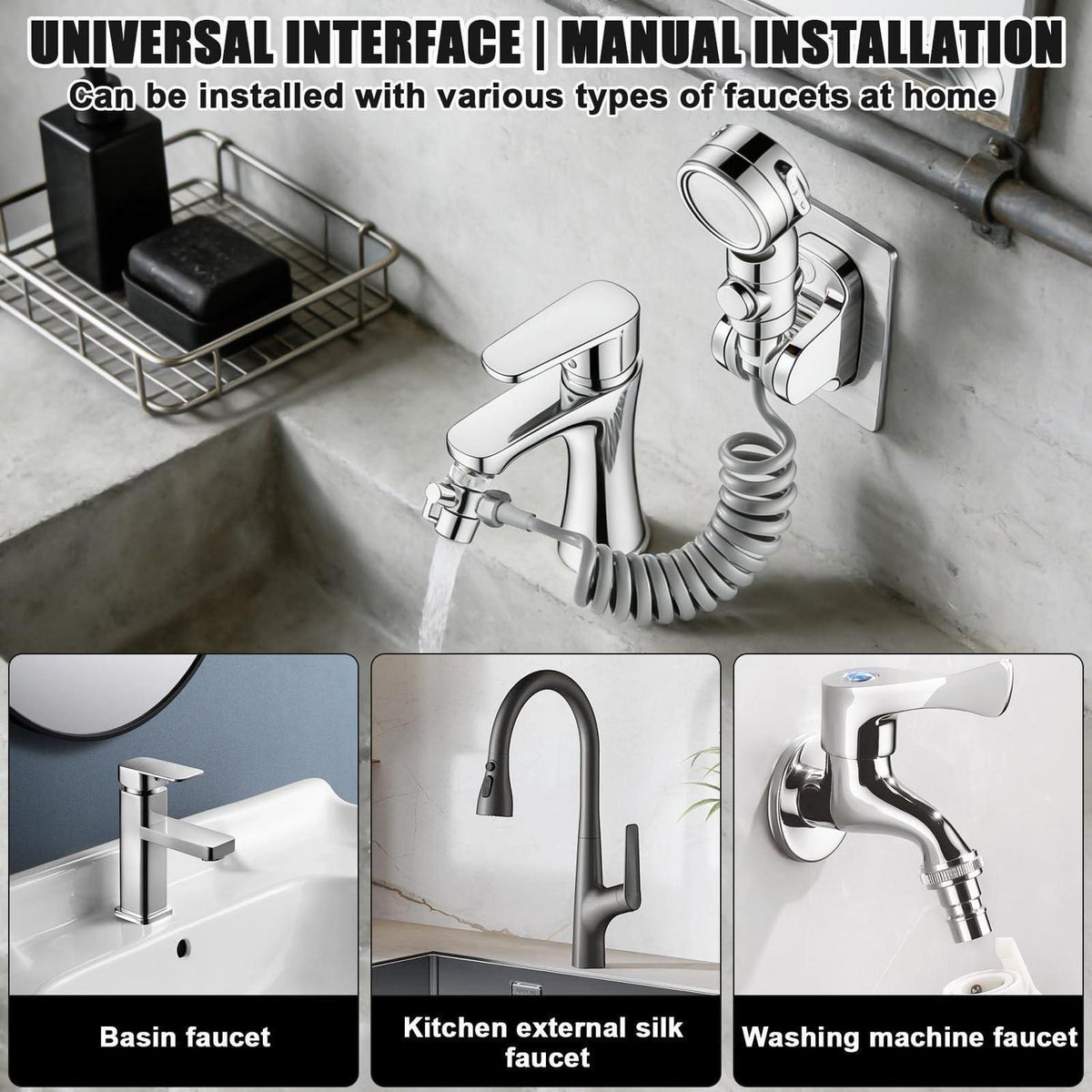 Handbrause Waschbecken mit 3m Schlauch & 3 Strahlarten