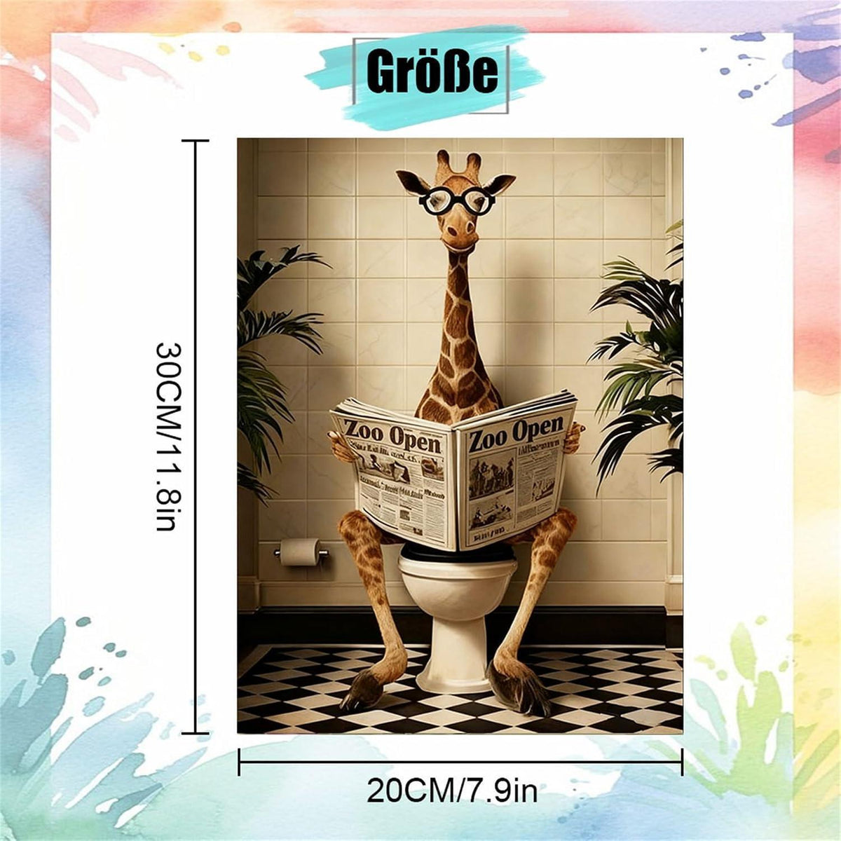 Malen nach Zahlen Giraffe mit Rahmen – DIY Badezimmer Deko