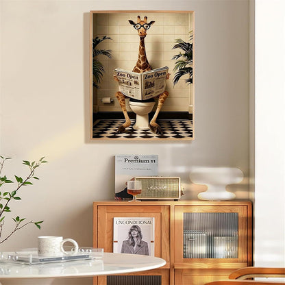Malen nach Zahlen Giraffe mit Rahmen – DIY Badezimmer Deko