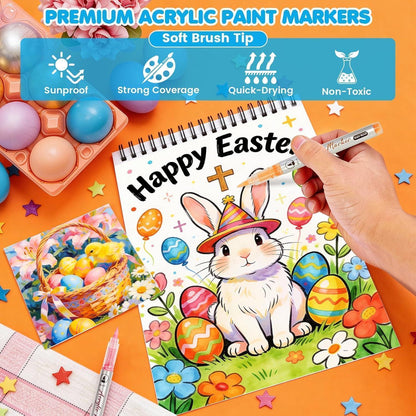 120 Acrylfarbmarker Set mit Pinselspitze – Vielseitig & Geschenkidee