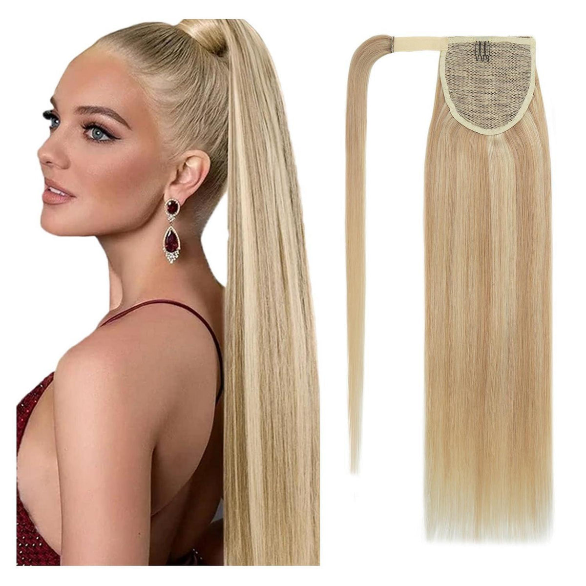 Echthaar Pferdeschwanz Extension 40cm #18/613 Aschblond