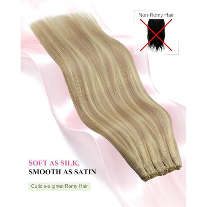 Echthaar Tressen Aschblond 35cm - Remy Weft Extensions