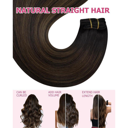 Echthaar Clip-in Extensions Ombre Braun 50cm