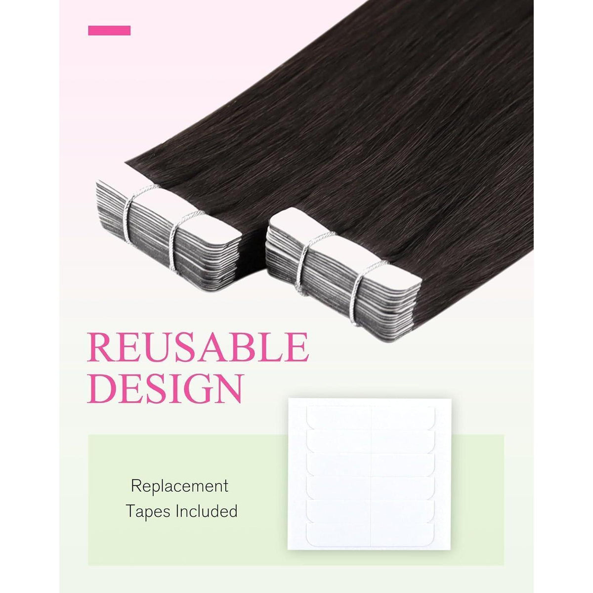 Echthaar Tape-in Extensions Dunkelbraun 35cm 50g