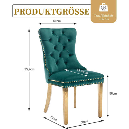 Samt Esszimmerstühle 6er Set mit goldenen Beinen