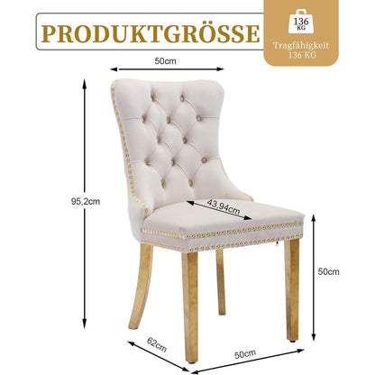 Samt Esszimmerstühle 2er Set mit goldenen Beinen
