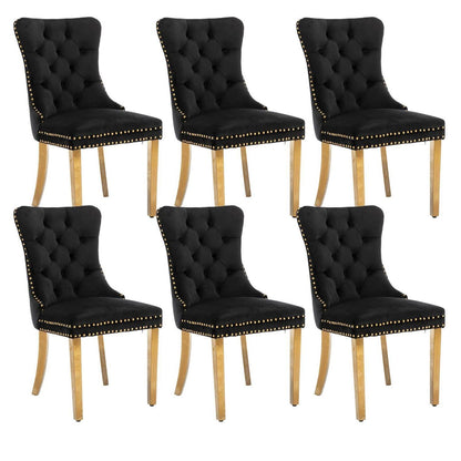 Samt Esszimmerstühle 6er Set mit goldenen Beinen
