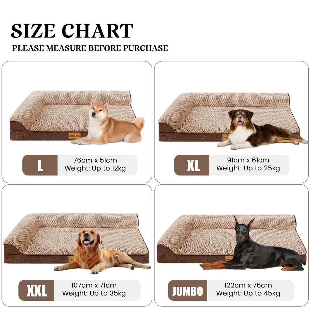 Orthopädisches Hundebett Groß, Braun – L 122x76cm