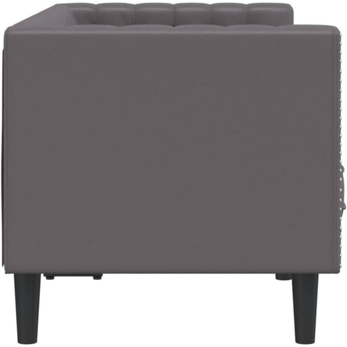 Chesterfield Sofa 2-Sitzer Grau Kunstleder Polstersofa