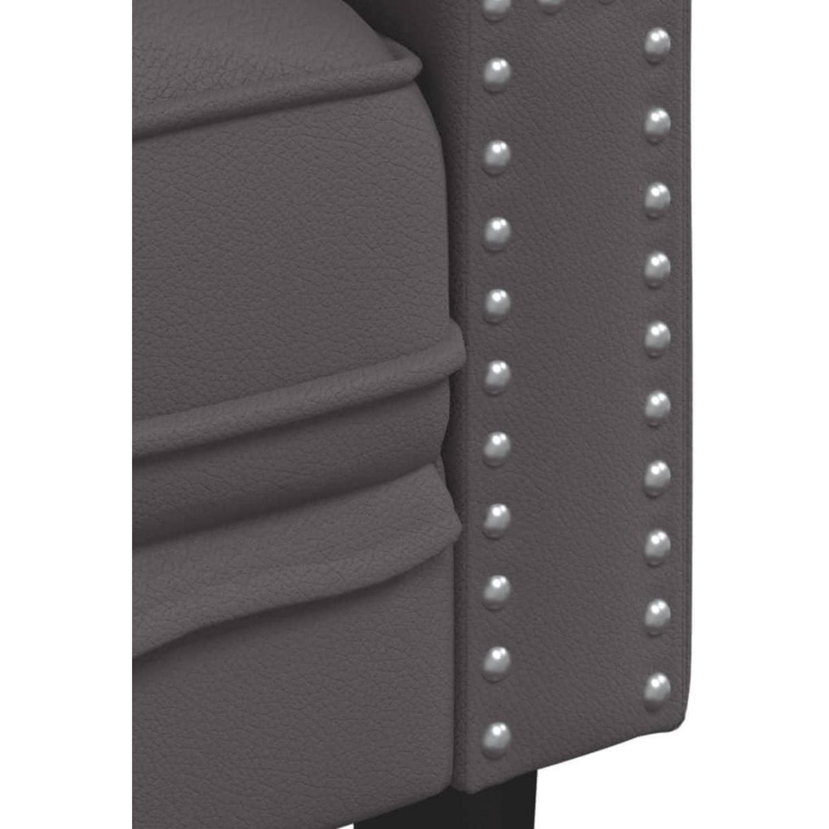 Chesterfield Sofa 2-Sitzer Grau Kunstleder Polstersofa