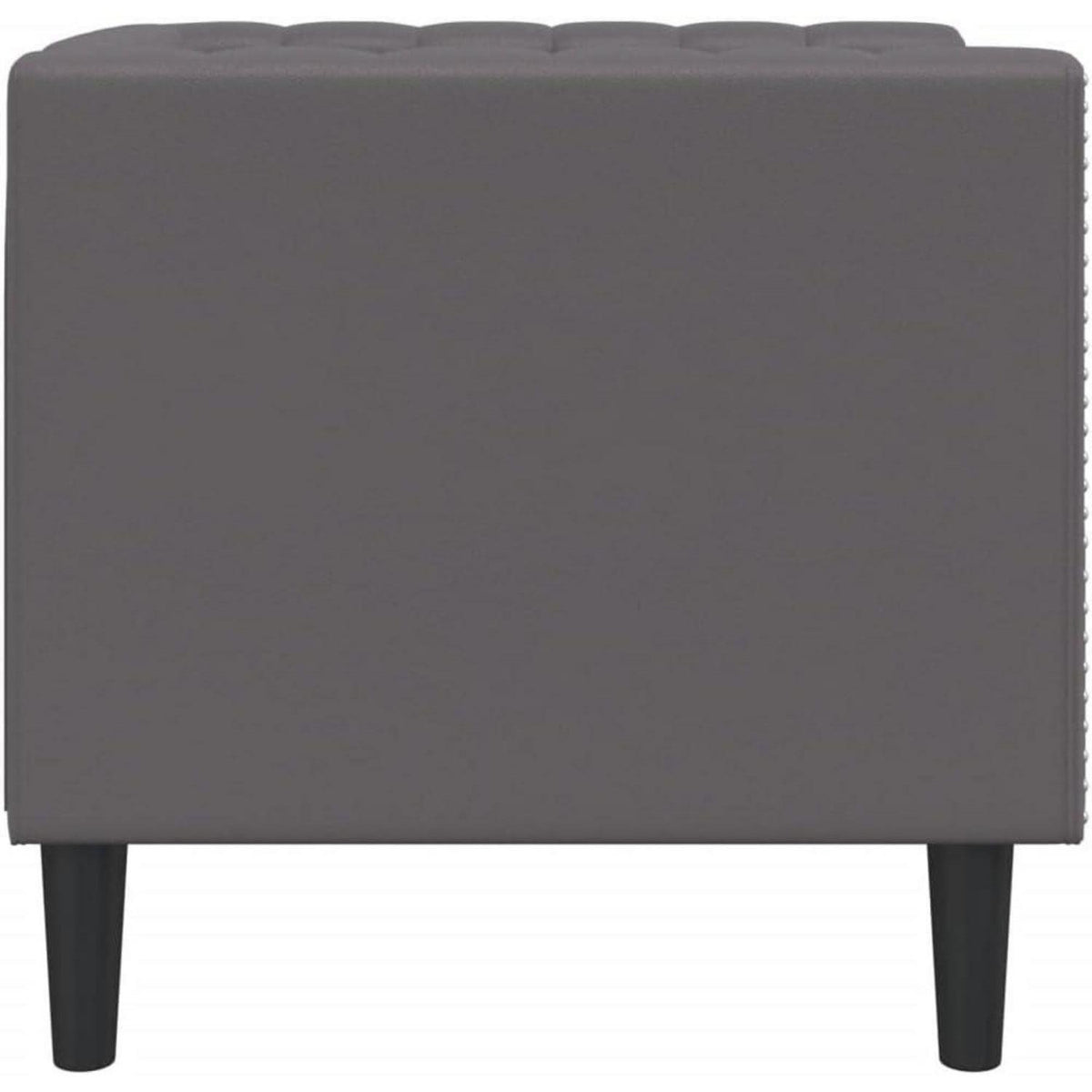 Chesterfield Sessel Grau Kunstleder – 1-Sitzer Polstersofa