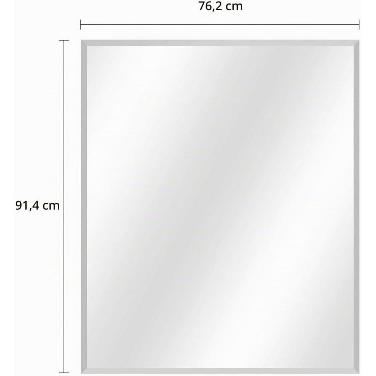 Rahmenloser Wandspiegel 90x75 cm – Rechteckig für Bad, Schlaf- & Wohnzimmer