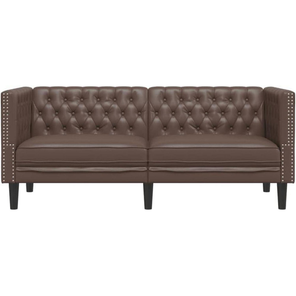Chesterfield 2-Sitzer Sofa Braun Kunstleder Polstersofa