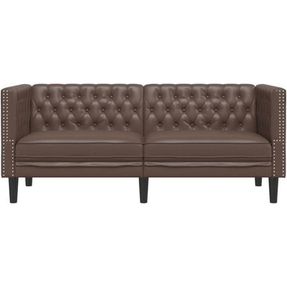 Chesterfield 2-Sitzer Sofa Braun Kunstleder Polstersofa
