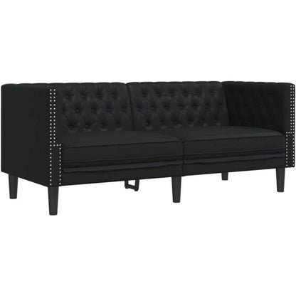 Chesterfield Sofa 2-Sitzer Schwarz Kunstleder