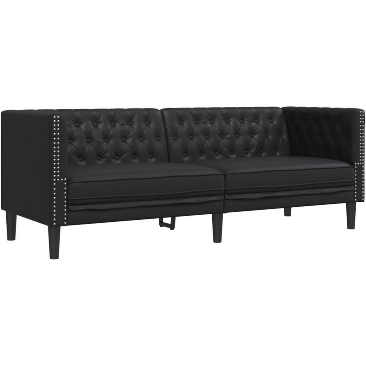 Chesterfield Sofa 3-Sitzer Schwarz Kunstleder