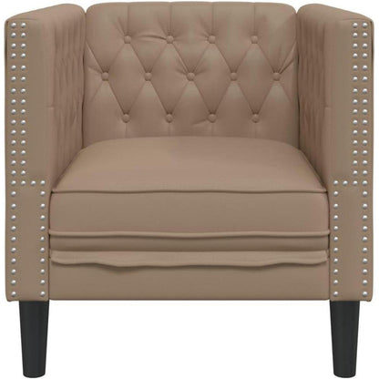 Chesterfield Sessel Kunstleder Cappuccino | 1-Sitzer Polstersofa