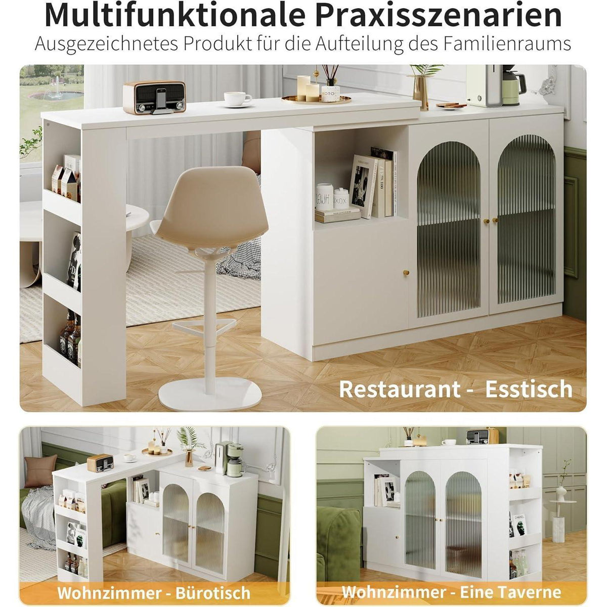 Klappbarer Esstisch mit Stauraum – Weiß 120x103cm