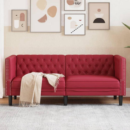 Chesterfield Sofa 2-Sitzer Kunstleder Weinrot