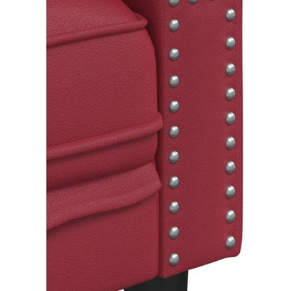 Chesterfield Sofa 2-Sitzer Kunstleder Weinrot