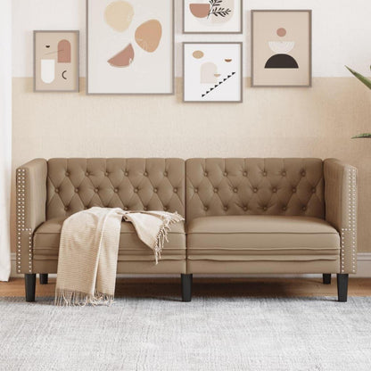 Chesterfield 2-Sitzer Sofa Kunstleder Cappuccino
