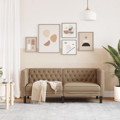 Chesterfield 2-Sitzer Sofa Kunstleder Cappuccino