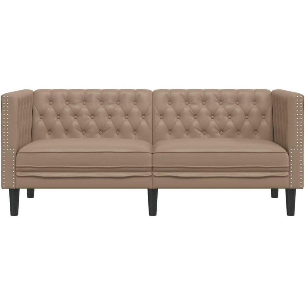 Chesterfield 2-Sitzer Sofa Kunstleder Cappuccino